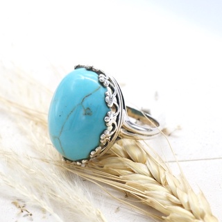 Artisan by NK -  แหวนเงินแท้ สไตล์วินเทจ ฝังเทอร์คอยส์ (Silver Ring with Turquoise)