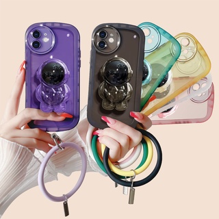 เคสโทรศัพท์มือถือนิ่ม แบบใส ลายนักบินอวกาศ พร้อมสายคล้องมือ สําหรับ OPPO A77s A57 2022 A36 A76 A16k A16e A16 A15 A15s A95 A74 5G A53 A33