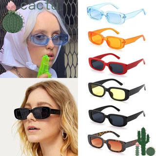 Cactu แว่นตากันแดด UV 400 กรอบสี่เหลี่ยมผืนผ้า ขนาดเล็ก สไตล์เรโทร สําหรับผู้หญิง