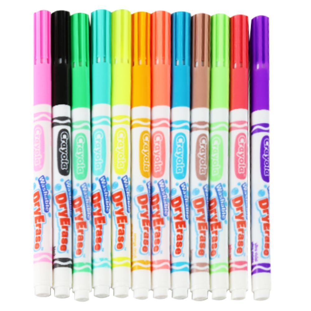 artwork-washable-dry-erase-fine-line-markers-crayola-12-colors-stationary-equipment-home-use-งานศิลปะ-ปากกาเมจิกเขียนไวท