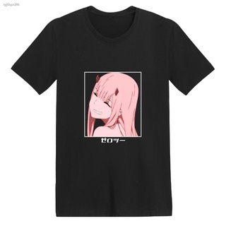 เตรียมจัดส่ง✾Zero Two Darling In The Franxx เสื้อยืดคอกลมแขนสั้นพิมพ์ลายอะนิเมะS-5XL