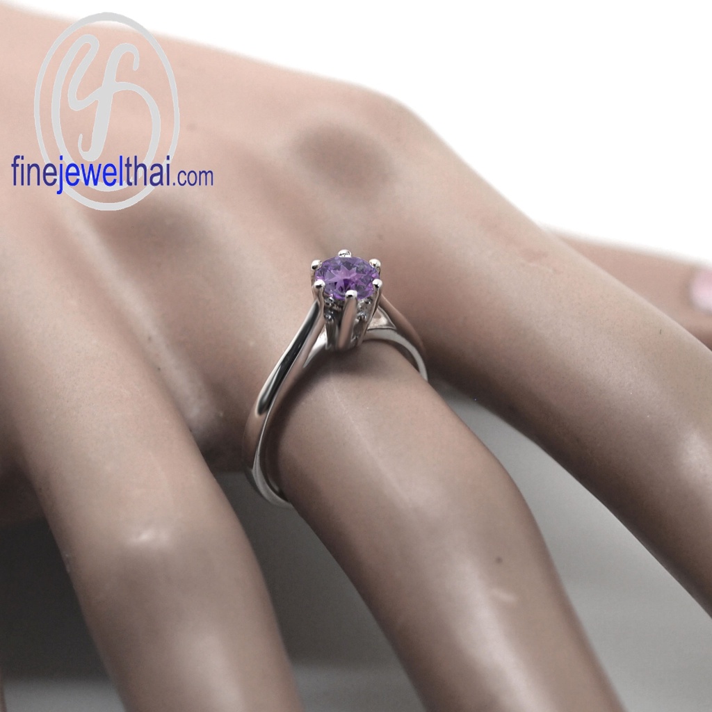 finejewelthai-แหวนอะเมทิสต์-อะเมทิสต์-แหวนพลอย-แหวนเงินแท้-พลอยประจำเดือนเกิด-amethyst-silver-ring-birthstone-r1343amt