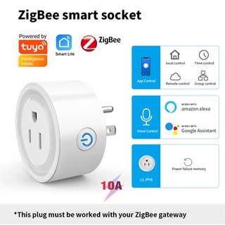 Tuya Zigbee ซ็อกเก็ตปลั๊ก Us และ Alexa Google Home