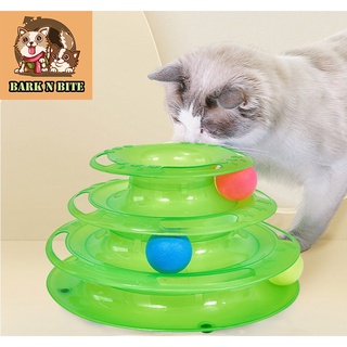 BN-004 ของเล่นแมว รางบอลทาวเวอร์ 3 ชั้น สีส้ม คอนโดแมว บอลแมว Plastic Three Levels Tower Tracks Cat Toy