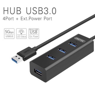 UNITEK USB 3.0 4 Ports Hub ชิป Realtek "แท้" ตัวเทพต่อไฟได้ รุ่น Y-3089