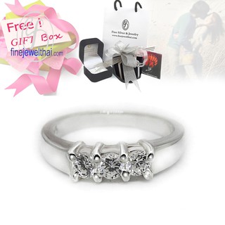 Finejewelthai แหวนเพชร-แหวนเงิน-แหวนคู่-เงินแท้-เพชรสังเคราะห์-Couple-Diamond CZ-Silver-Wedding-Ring - Gift_set105