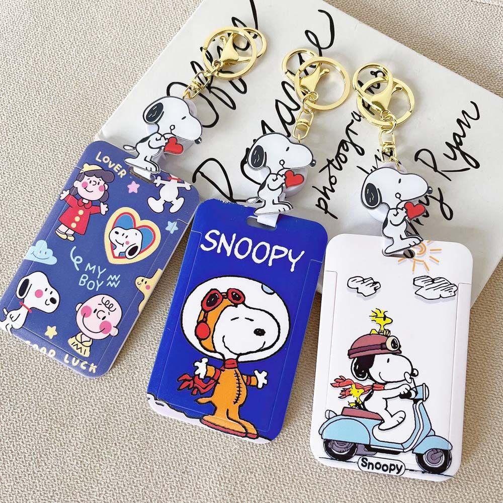 fallforbeauty-พวงกุญแจ-กระเป๋าใส่บัตรเครดิต-บัตรเครดิต-บัตรเครดิต-ลายการ์ตูน-snoopy-สุนัข-ดอกไม้-บัส-พับเก็บได้-สําหรับนักเรียนหญิง