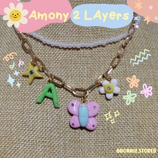 Amony 2layers สร้อยคอ พร้อมจี้ดินปั้น น่ารักๆ