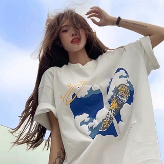 Heartbreak Print Design Sense Niche T-Shirt Womens Summer Short Sleeve Loose and Versatile Korean Chic Top