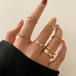 เช็ครีวิวสินค้าคุ้ม เซ็ทละ 7 ชิ้น แหวนเท่ห์ สไตล์พังก์ แหวนแฟชั่น แหวนเงิน แหวนทอง โซ่ เครื่องประดับ สำหรับผู้หญิง สไตล์เกาหลี R14