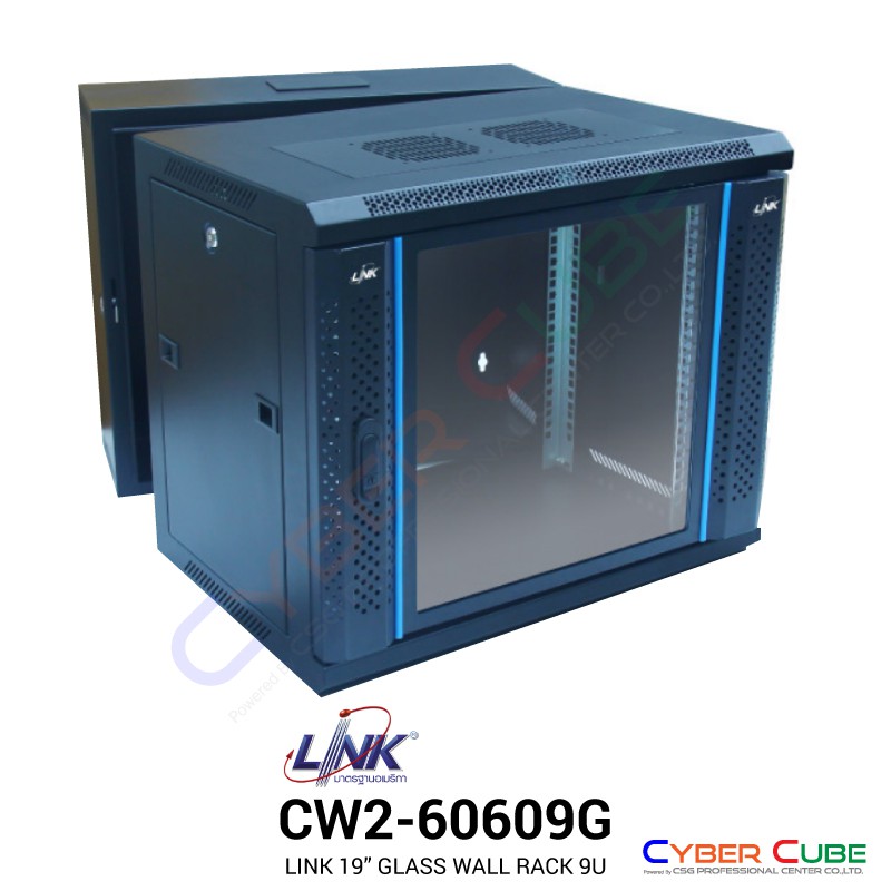 link-cw2-60609g-19-glass-wall-rack-9u-ลึก-60-cm-double-part-w60-x-d60-x-h50-5-cm-black