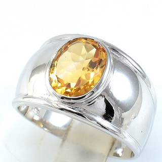 💎T056 แหวนพลอยแท้ แหวนเงินแท้ชุบทองคำขาว พลอยซิทรินแท้ 100%