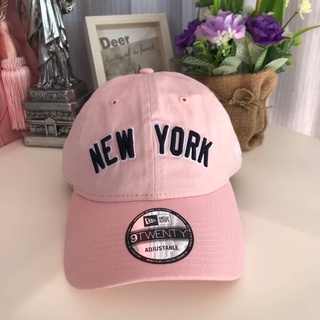 New era หมวกสีชมพูปัก New York ด้านหลังปรับได้ ขนาดMedium-Large