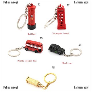 Fahuamaoyi.th พวงกุญแจโมเดลรถบัส สีแดง ขนาดเล็ก สไตล์อังกฤษ