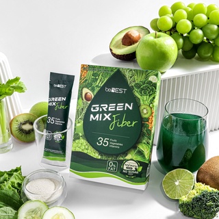 สินค้า โปรสุดคุ้ม น้ำวิตามินผัก GREEN MIX FIBER กรีนมิกซ์ ไฟเบอร์ รสองุ่น (กล่องละ 7 ซอง)
