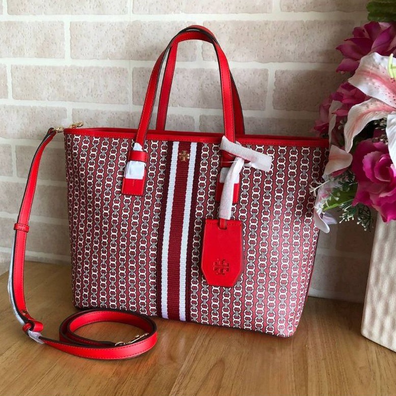 Tory burch red gemini link tote hot sale