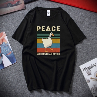 เสื้อยืดพิมพ์ลายแฟชั่น ใหม่ เสื้อยืดลําลอง ผ้าฝ้าย แขนสั้น พิมพ์ลาย Goose Peace Was Never An Option สไตล์วินเทจ แฟชั่นสํ