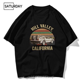 เสื้อยืดวินเทจเสื้อยืดแขนสั้นลําลอง ผ้าฝ้าย 100% พิมพ์ลายรถยนต์ Hill Valley California แฟชั่นฤดูร้อน สําหรับผู้ชาย 2022S