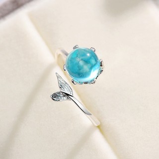 สินค้า แหวนโฟมคริสตัล รูปนางเงือก สีฟ้า ปรับได้ ของขวัญวันวาเลนไทน์