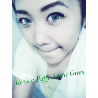 Puffy Green บิ๊กอายสีเขียว บิ๊กอาย สีเขียว Pretty Doll คอนแทคเลนส์ ค่าสายตา สายตาสั้น แฟชั่น ตาโต ทรีโทน 3tone ขอบฟุ้ง