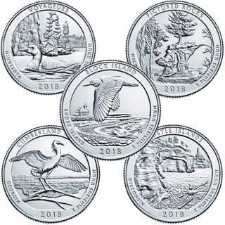 👉 เหรียญควอเตอร์ ซีรีย์อุทยานแห่งชาติ ปี 2018-5 เหรียญ