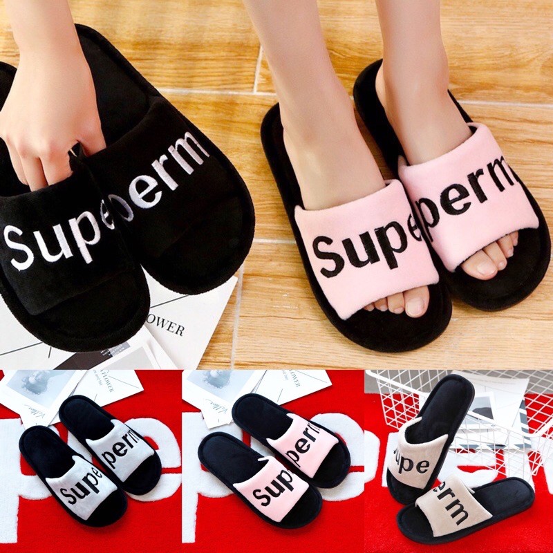 ภาพหน้าปกสินค้า(SH-1-03) รองเท้าผ้าใส่เดินในบ้าน ชายและหญิง กันลื่น ลาย Supe-perm จากร้าน saki_store บน Shopee