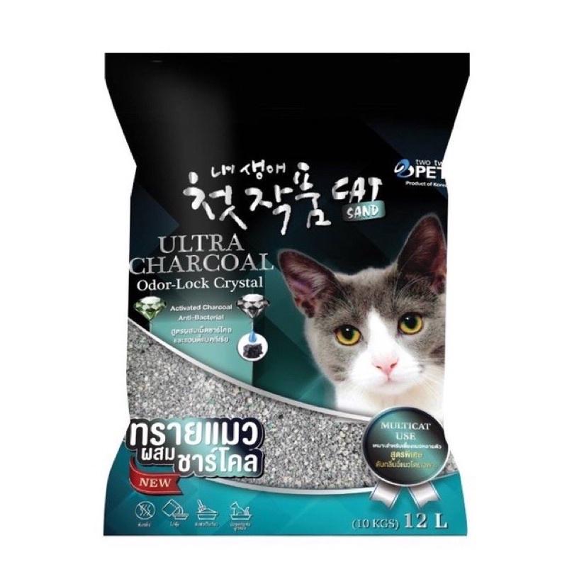 ภาพหน้าปกสินค้าทรายภูเขาไฟ two two pet ขนาด 12L สูตรใหม่ ผสมชาร์โคล ไม่มีฝุ่น มีซิลิก้า คริสตัล ยับยั้งแบคทีเรียสูตรพิเศษดับกลิ่นฉี่แมว จากร้าน petddfood บน Shopee