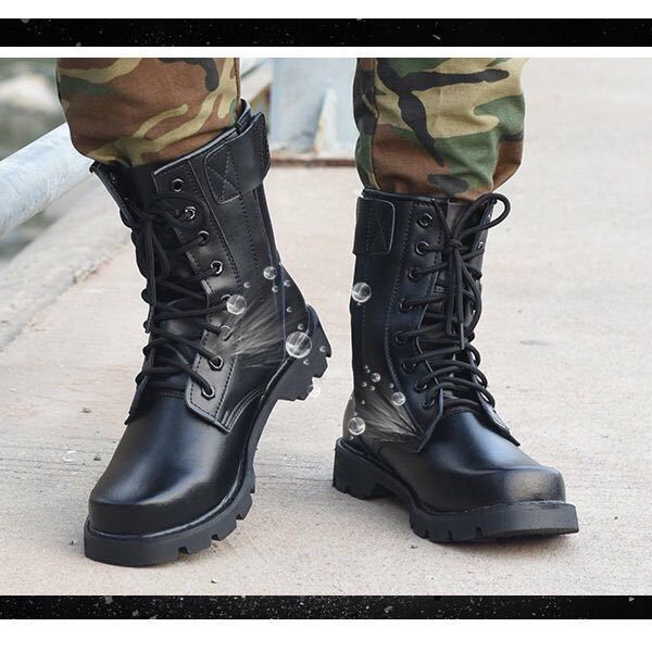 รองเท้าบู๊ททหารผู้ชาย-lace-up-combat-boots-รองเท้าหนังหัวเหล็กซิป