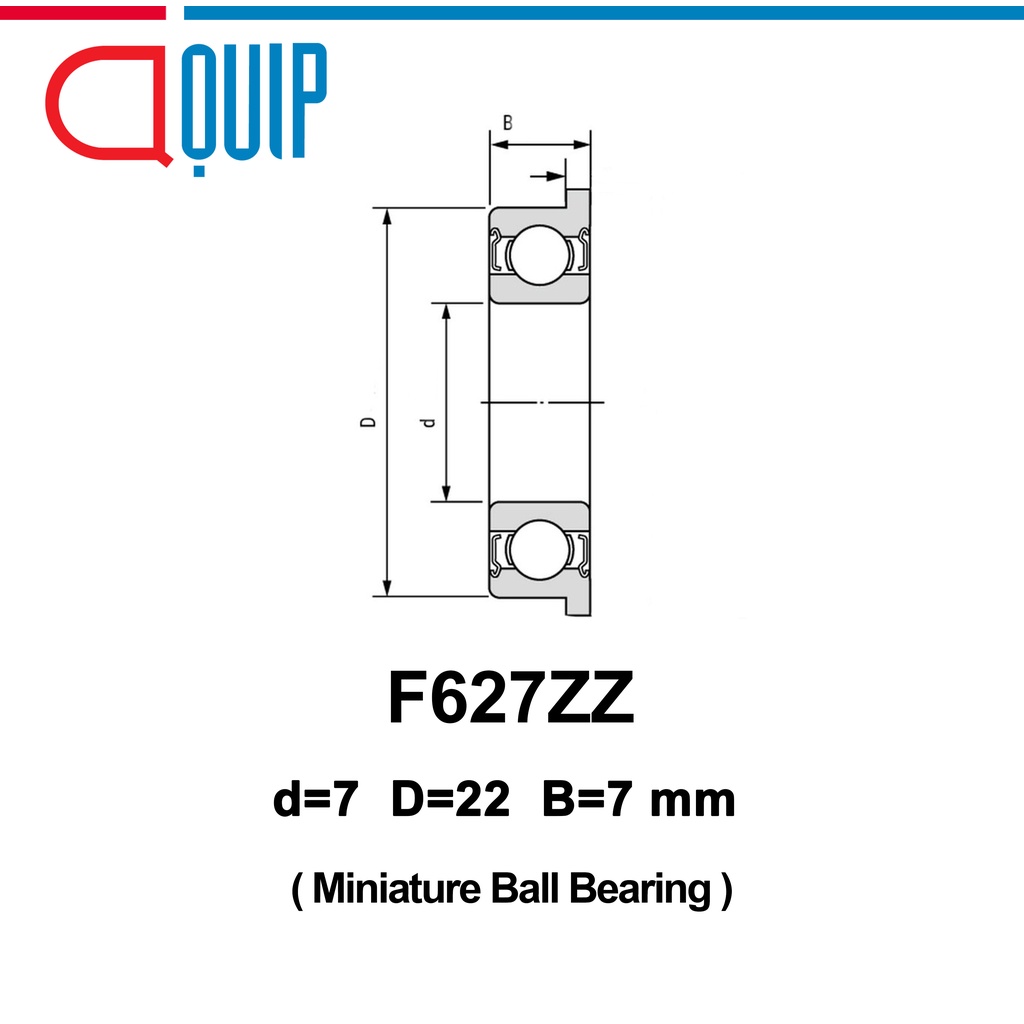 f627zz-ตลับลูกปืนหน้าแปลน-ขนาดเล็ก-ฝาเหล็ก-2-ข้าง-ขนาด-7x22x7-มม-miniature-bearing-f-627-2z-f627z