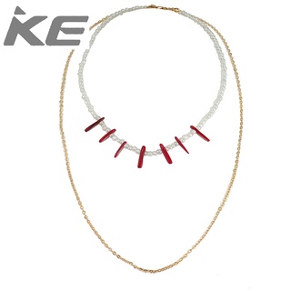 Accessories Exotic Beads Red Long Acrylic Irregular Necklace Necklace Women for girls for wome