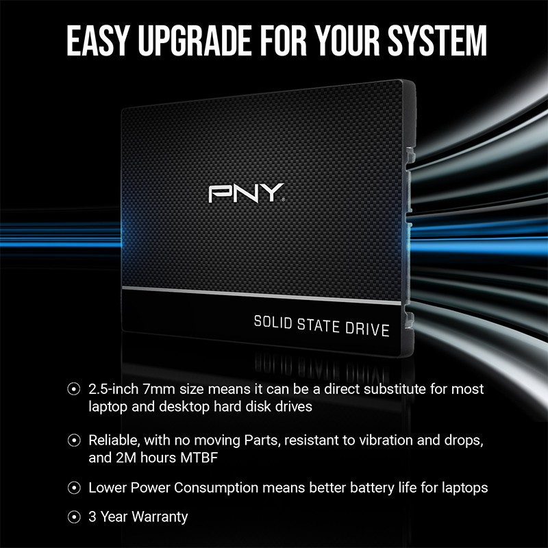 ภาพสินค้าPNY รุ่น CS900 2.5'' SATA III 120GB  240GB  250GB  480GB  500GB SSD (เอสเอสดี) (มี 5 รุ่น) ประกัน 3 ปี จากร้าน mcwinner บน Shopee ภาพที่ 8