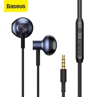 Baseus H19 หูฟัง แบบมีสาย 6D เสียงเบสสเตอริโอ แจ็ค 3.5 มม. พร้อมไมโครโฟน สำหรับโทรศัพท์ Xiaomi Samsung