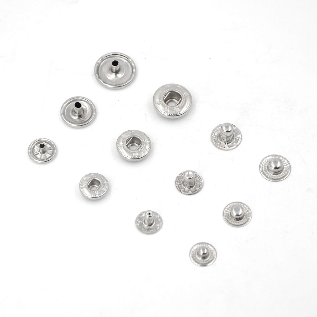 50 ชุด Multi-Size Silver Color Metal Snap Fasteners Press Studs Snap ...