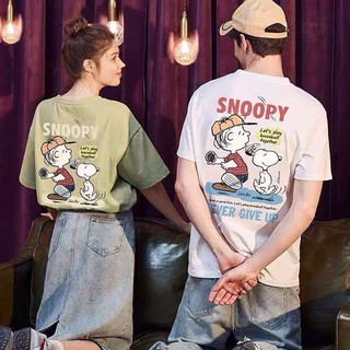 ♦Ready Stock♦ Snoopy Couple Wear 2020 New Summer Short-Sleeved T-Shirt Mens Half-Sleeved Cotton Tops
