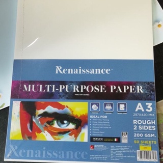สินค้า กระดาษร้อยปอนด์ เอ 3 กระดาษวาดเขียน A3 200แกรม (กระดาษ 100 ปอนด์) Renaissance 20แผ่น / 50แผ่น