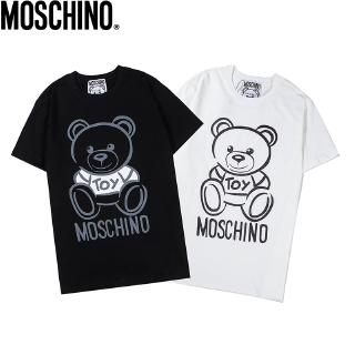 เสื้อยืดสีขาวmoschino ใหม่เสื้อยืดลําลองสําหรับผู้ชายผู้หญิงแขนสั้นพิมพ์ลาย