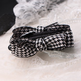 กิ๊กติดผม Hepburn Elegant Houndstooth Bow คลิปกล้วยขนาดเล็ก แนวตั้งกิ๊บหางม้า