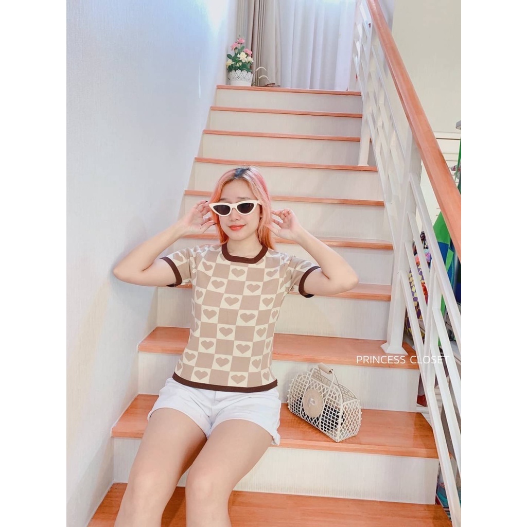 bybeyond-เสื้อไหมพรม-แขนสั้น-คอกลม-ลายหัวใจ-คิ้วท์สุดๆ-งานนำเข้า-สไตล์เกาหลี-ฟรีไซส์-พร้อมส่ง