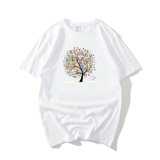 Number Tree Lucky Fashion Hipster เสื้อยืดลำลองผู้ชาย Unisex แขนสั้น Tees