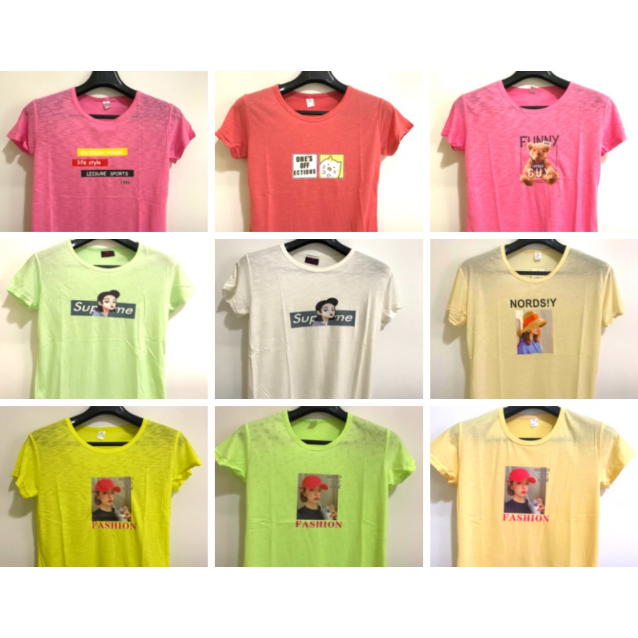 พร้อมส่ง-เสื้อยืดน่ารักๆ-ฟรีไซส้-คละลาย-ตัวละ25บาท-3ตัว100บาท-คุ้มมากๆ