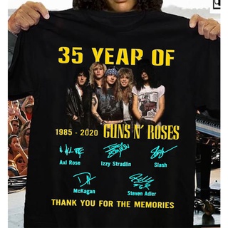 เสื้อยืดสีขาวเสื้อยืดคอกลม ผ้าฝ้าย พิมพ์ลาย Guns &amp; Roses Band With The Signature Guns N Roses สําหรับผู้ชาย และผู้หญิง