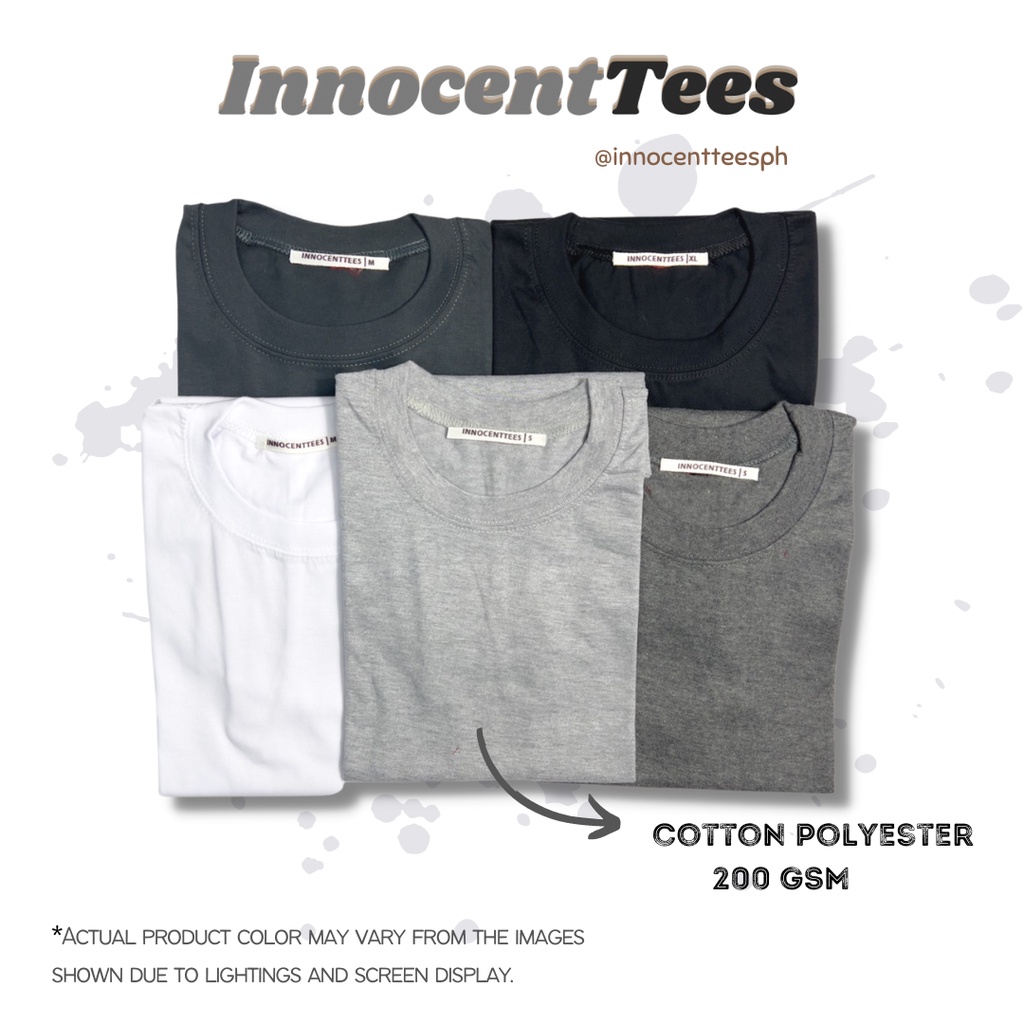 เสื้อยืด-innocentees-unisex-plain-tshirt-ii-black-steel-gray-acid-gray-white-ii-small-to-2xl