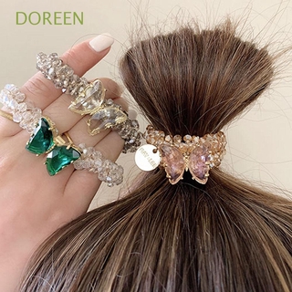 Doreen ยางรัดผมยืดหยุ่นประดับลูกปัดคริสตัลหลากสีเรียบง่ายแฟชั่นสําหรับสตรี