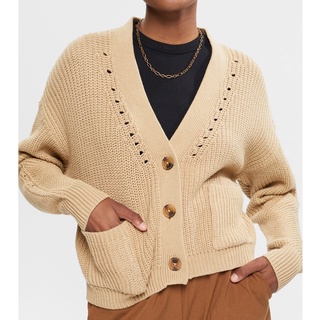 ESPRIT Womens Chunky knit cotton cardigan