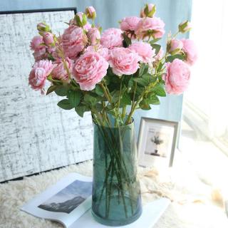 1pc 3 Heads 61cm Artificial Flowers Roses/ Peonies Silk Flower Fake Flower/ Artificial Peony Flowers Home Garden Wedding Decoration