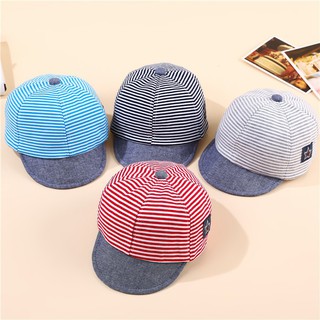 Baby Striped Hat Cotton Blend Baby Boy Cap Adjustable Infant Hats for Girls 6-18