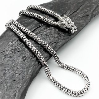 สร้อยคอลายเกล็ดมังกร หัวมังกร สร้อยคอเงินแท้ 925: DSP 925 Sterling Silver Dragon Chain Necklace [NSP0087]