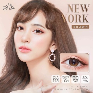 New York Brown สีน้ำตาล ตาโต บิ๊กอาย Kitty Kawaii คอนแทคเลนส์ Contact Lens ค่าสายตา สายตาสั้น แฟชั่่น bigeyes บิ๊กอายส์