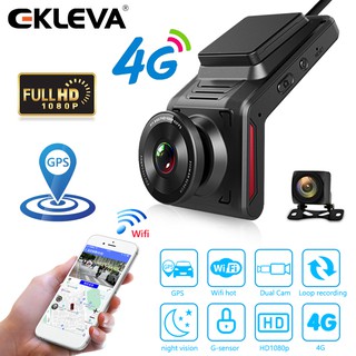 Ekleva ใหม่ กล้องบันทึกวิดีโอ 4G 1080P GPS WiFi DVR 1080P เลนส์คู่ สําหรับรถยนต์