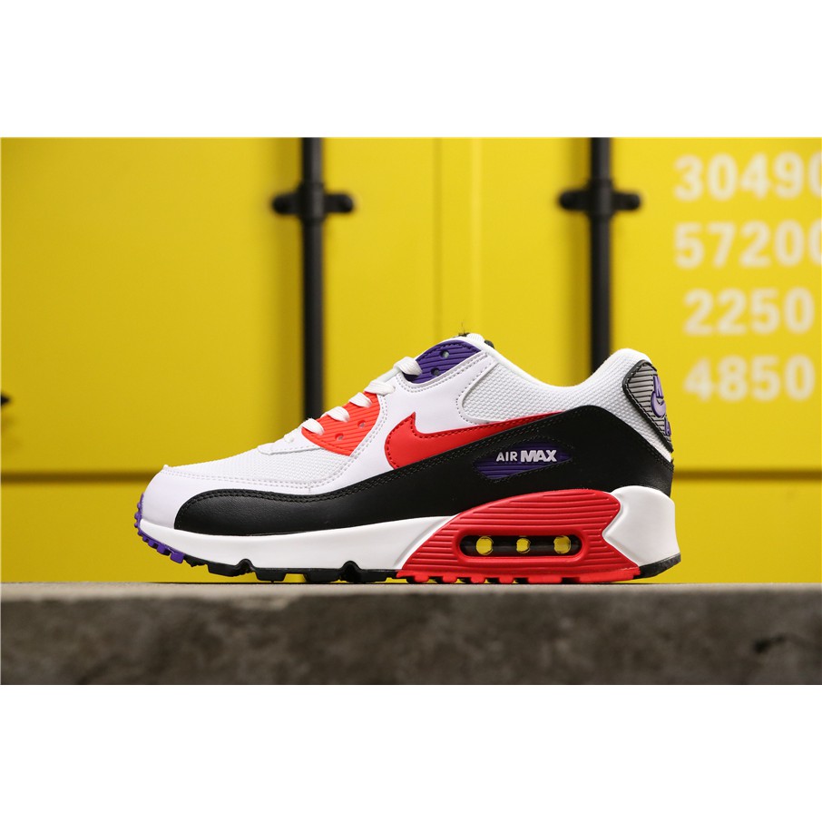 nike-air-max-90-essentialสีขาวสีส้มสีแดงสีดำสีม่วงย้อนยุคเบาะลมรองเท้าวิ่ง